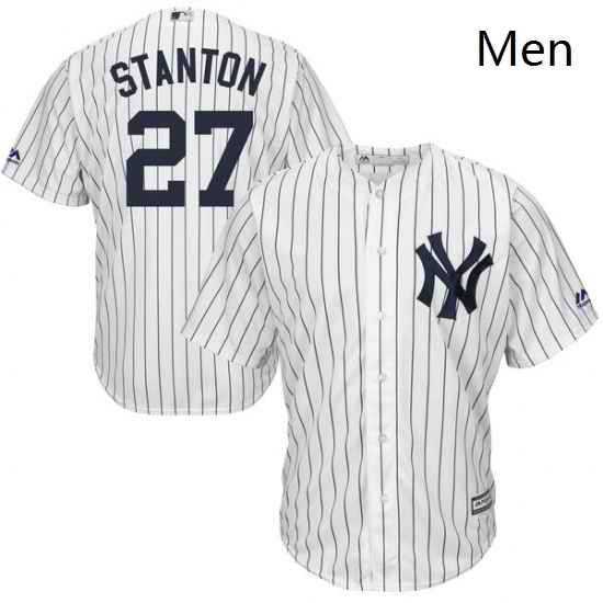 Mens Majestic New York Yankees 27 Giancarlo Stanton Replica White Home MLB Jersey